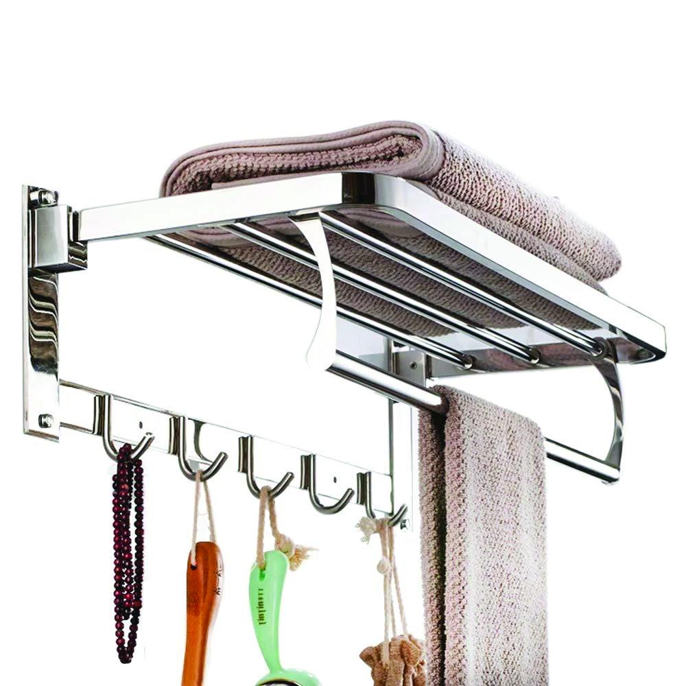 0491 Stainless Steel Folding Towel Rack Cum Towel Bar 18 Inch - eazy cart store