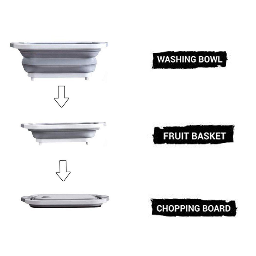 098 Foldable Chopping Board Dish Rack Washing Bowl Draining Basket 3in1 Multi-function - eazy cart store