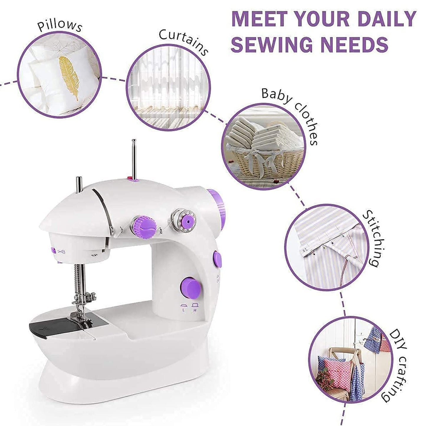 12917 Home Tailoring Sewing Machine With Extension Table Set Foot Pedal Adapter Mini Electric Silai Machine Portable Stitching Machinetailoring Machine - eazy cart store