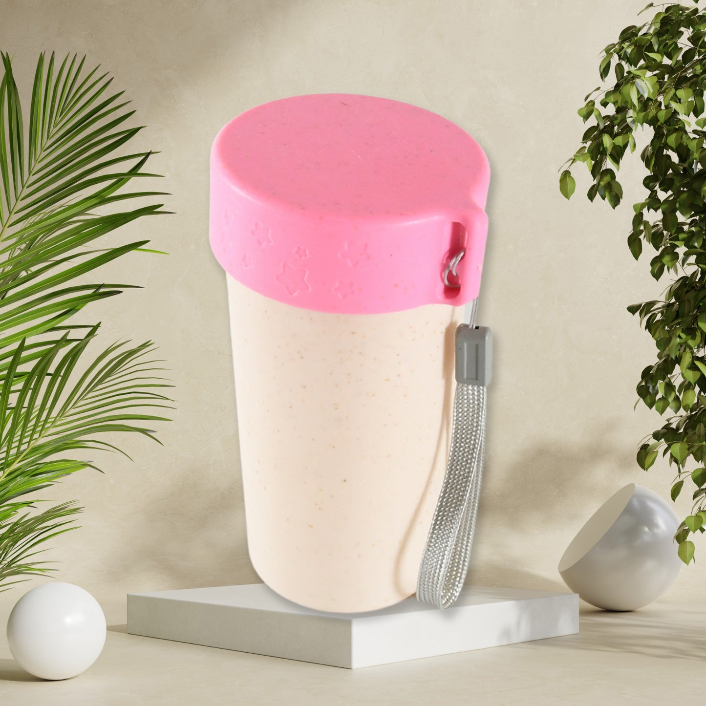 12683 Travel Coffee Cup Portable Water Bottle Wheat Straw Coffee Tea Mug Coffee Mug With Lids For Coffee Tea (300 Ml Approx) - eazy cart store
