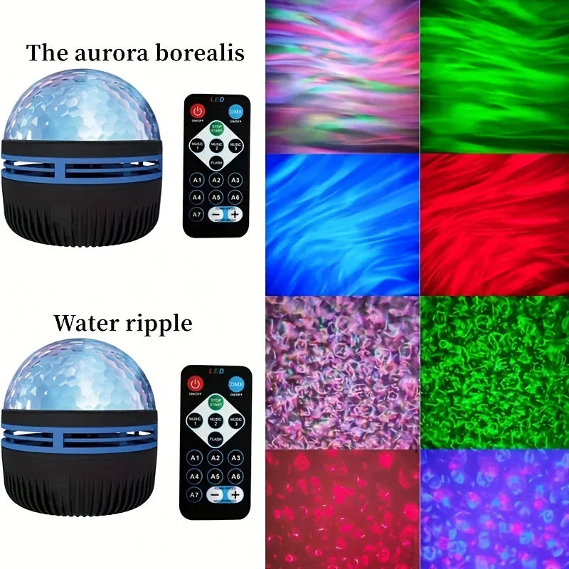 LED Water Pattern Starry Sky Light Remote Control Aurora Projection Light USB Plug-in Magic Ball Stage KTV Hotel Laser Light - eazy cart store
