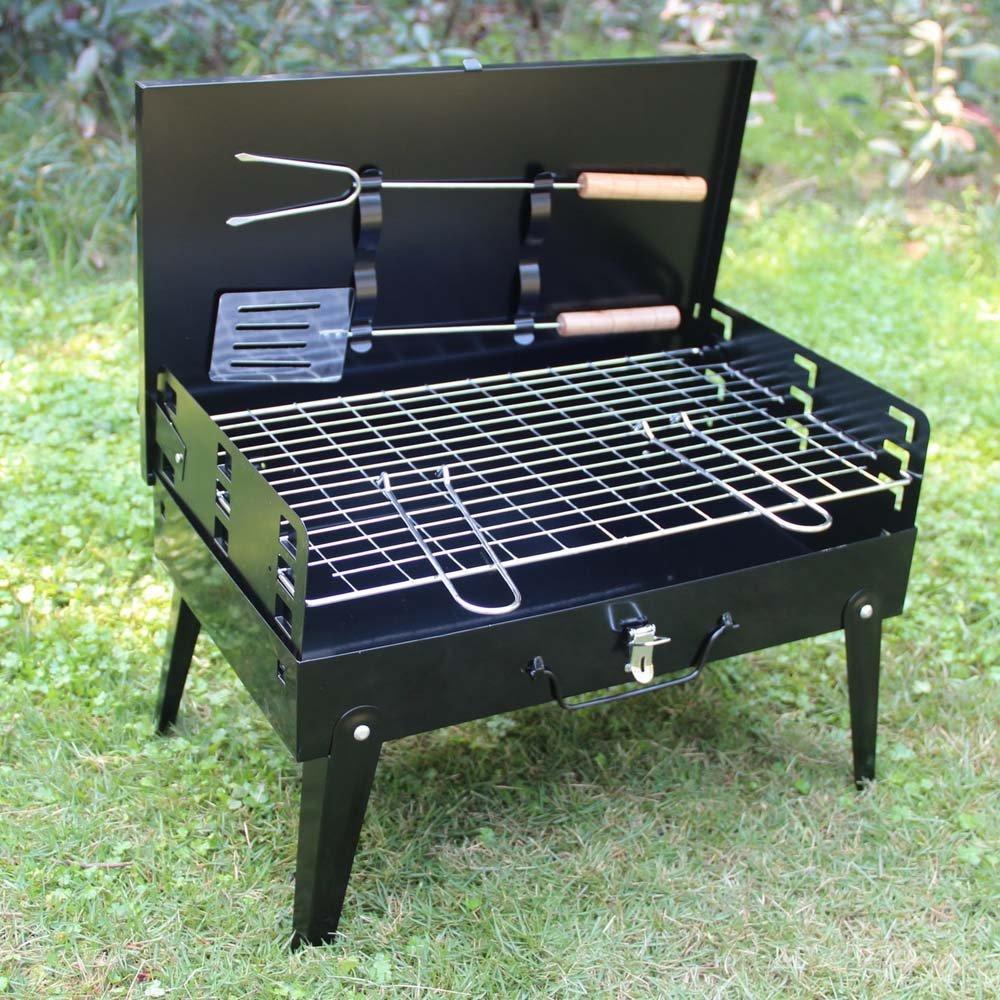 125 Stainless Steel Briefcase Style Barbecue Grill Toaster (Medium Black) - eazy cart store
