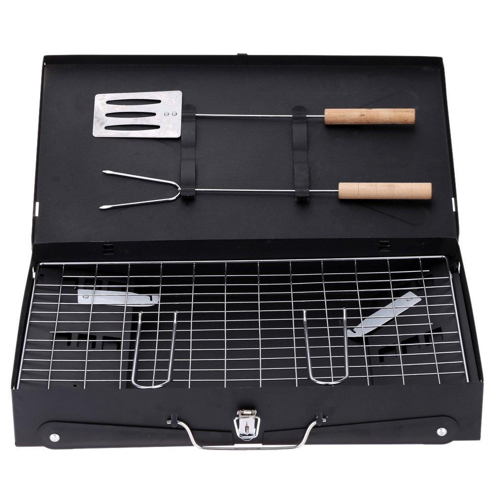 125 Stainless Steel Briefcase Style Barbecue Grill Toaster (Medium Black) - eazy cart store