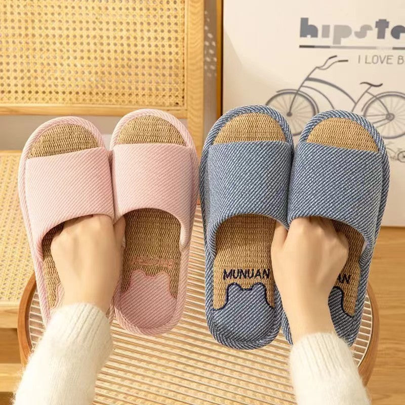Home Non-slip Cotton And Linen Inside Slippers