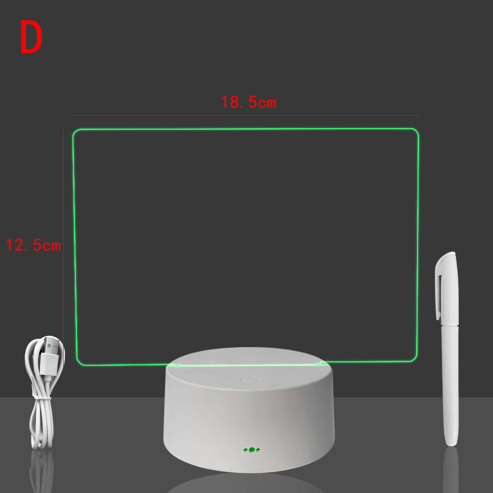 Transparent Luminous Acrylic Note Board 3d Night Light Can Be Erased And Written On The Computer Side Ins Night Light Message Board Memo - eazy cart store