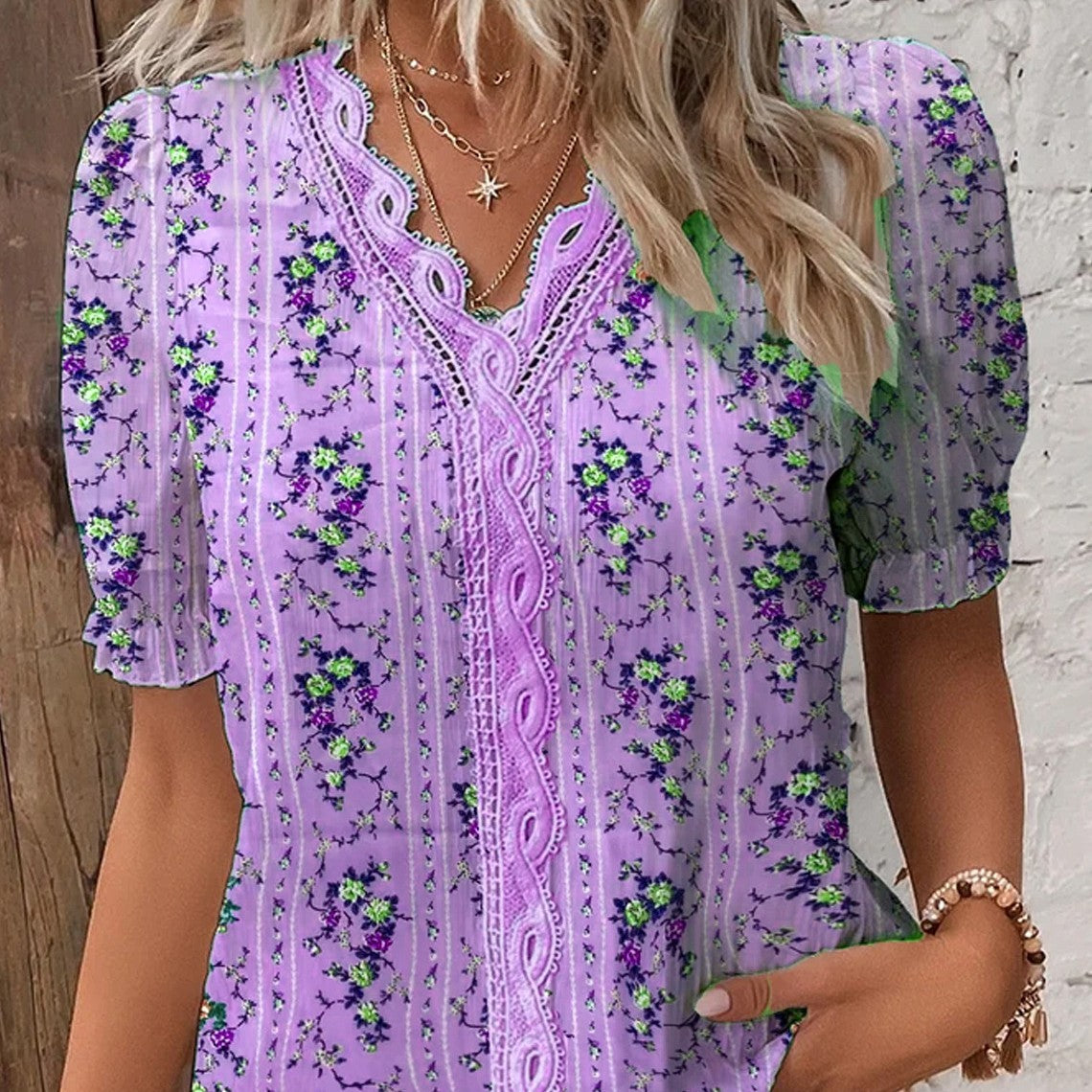 Holiday Fashion Digital Printing Hollow Short Shirt