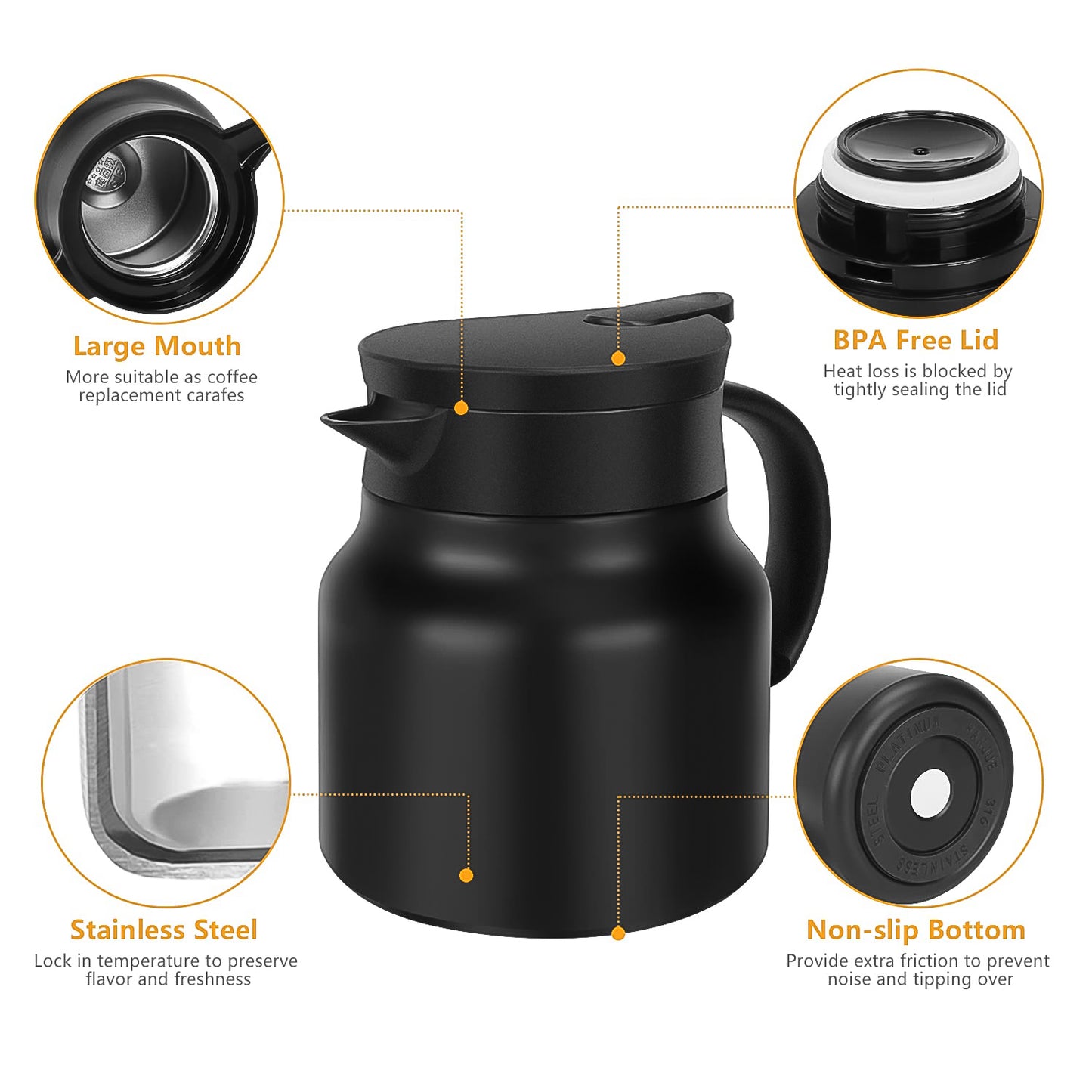 Thermal Coffee Carafe Tea Pot Water Bottles With Led Display (Bottle 500 Ml Pot 1000 Ml 2 Pc) - eazy cart store