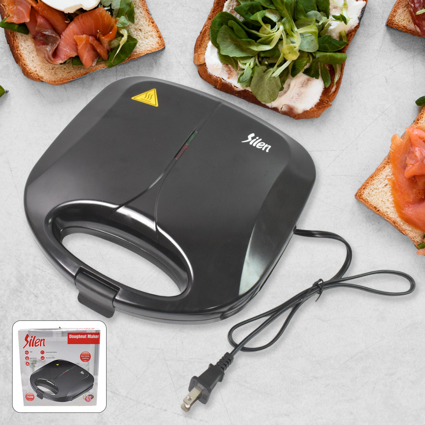 Donut Maker Machine 750w Electric Donut Maker 6pcs Circle Shaped Cavity (1 Pc With 2 Pin Plug Converter 1 Pc ) - eazy cart store