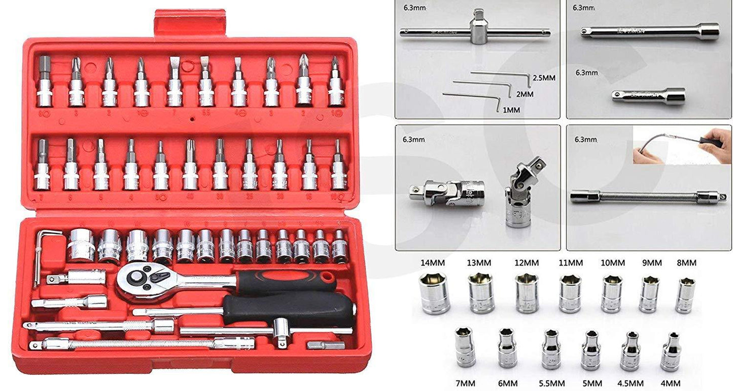 422 Socket 14 Inch Combination Repair Tool Kit (Red 46 Pcs) - eazy cart store