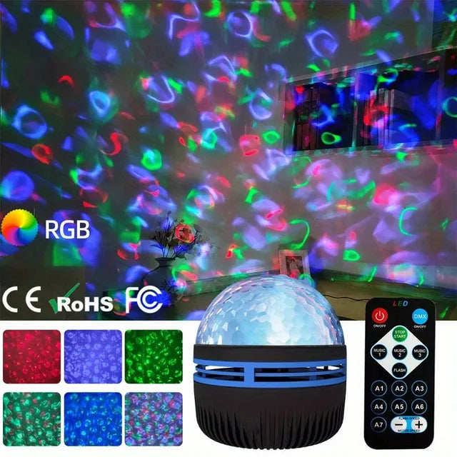 LED Water Pattern Starry Sky Light Remote Control Aurora Projection Light USB Plug-in Magic Ball Stage KTV Hotel Laser Light - eazy cart store