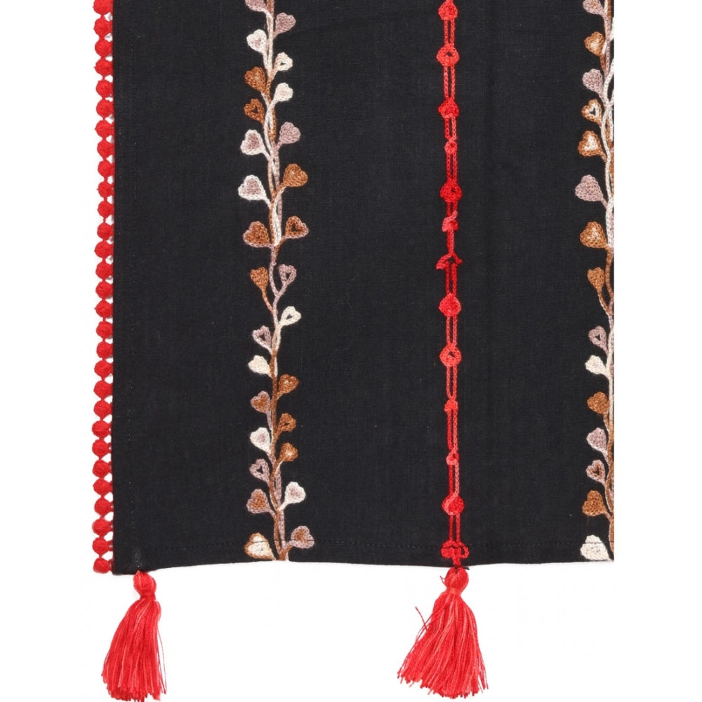 Generic Women's Cotton Opaque Stole (Black , Length: 1.5 to 2 Mtr)