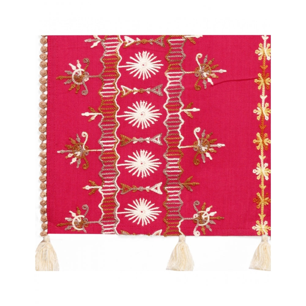 Generic Women's Cotton Opaque Stole (Red, Length: 1.5 to 2 Mtr)