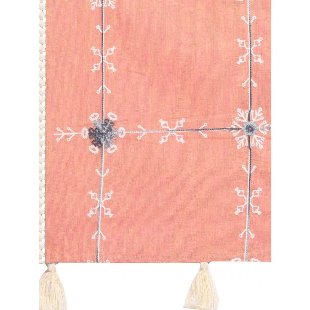 Generic Women's Cotton Opaque Stole (Peach, Length: 1.5 to 2 Mtr)