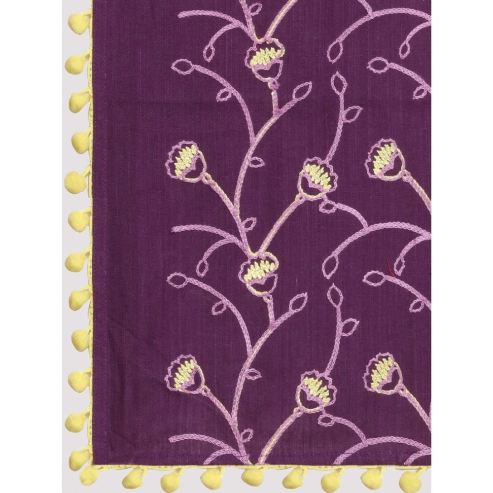 Generic Women's Cotton Embroidered Dupatta (Purple, Length: 0.5 to 1 Mtr)
