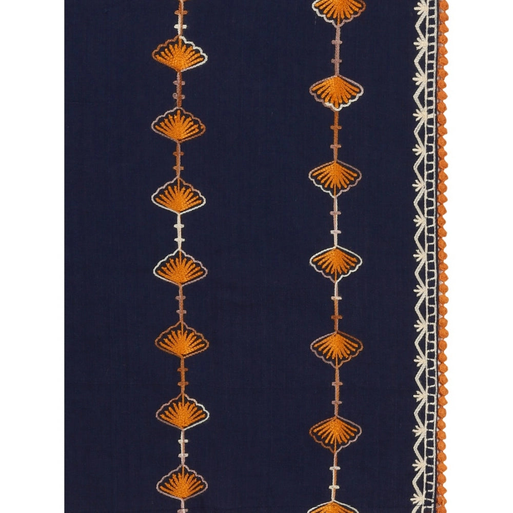 Generic Women's Cotton Opaque Stole (Navy Blue , Length: 1.5 to 2 Mtr)