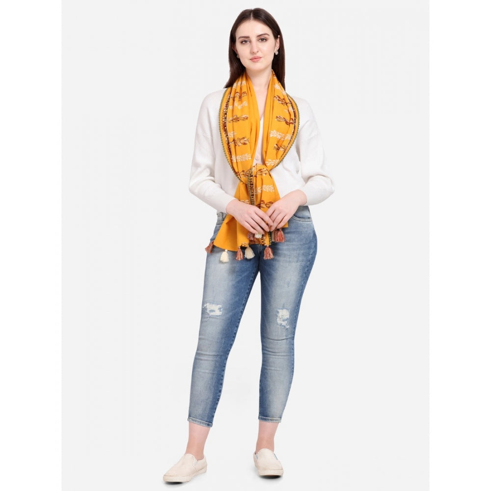 Generic Women's Cotton Opaque Stole (Yellow, Length: 1.5 to 2 Mtr)