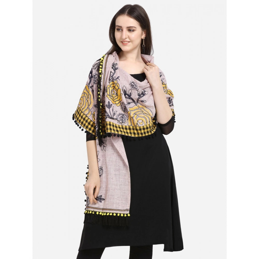 Generic Women's Cotton Embroidered Dupatta (Gray, Length: 1.5 to 2 Mtr)