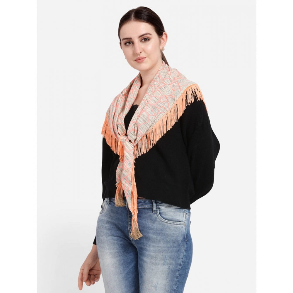Generic Women's Cotton Embroidered Dupatta (Offwhite, Length: 0.5 to 1 Mtr)