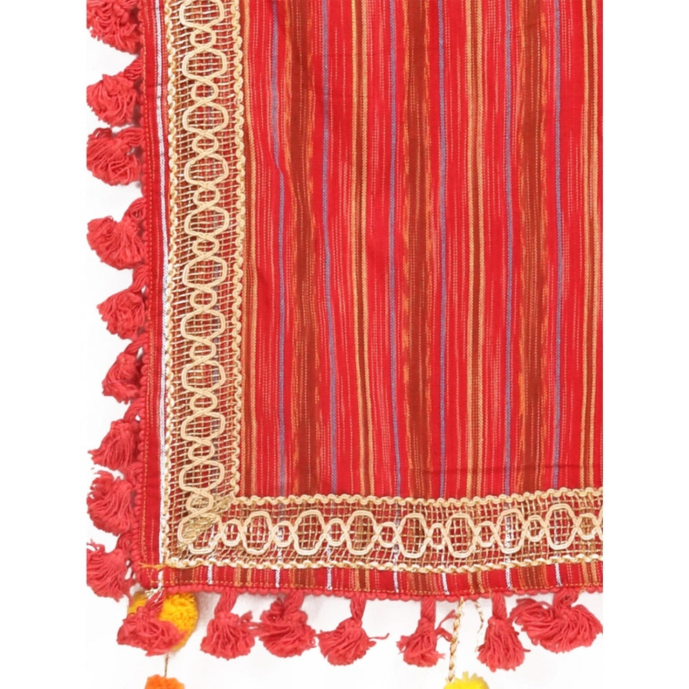 Generic Women's Cotton Embroidered Dupatta (Yellow, Length: 1.5 to 2 Mtr)