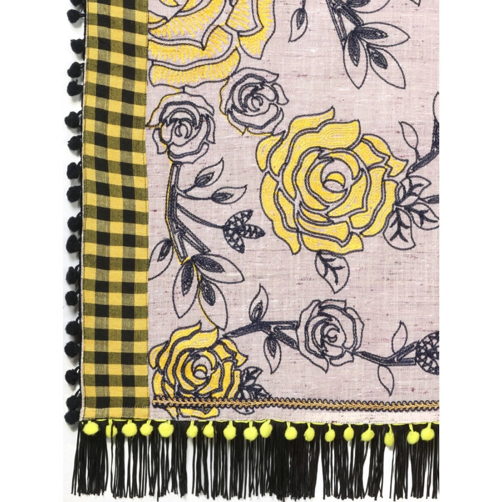 Generic Women's Cotton Embroidered Dupatta (Gray, Length: 1.5 to 2 Mtr)