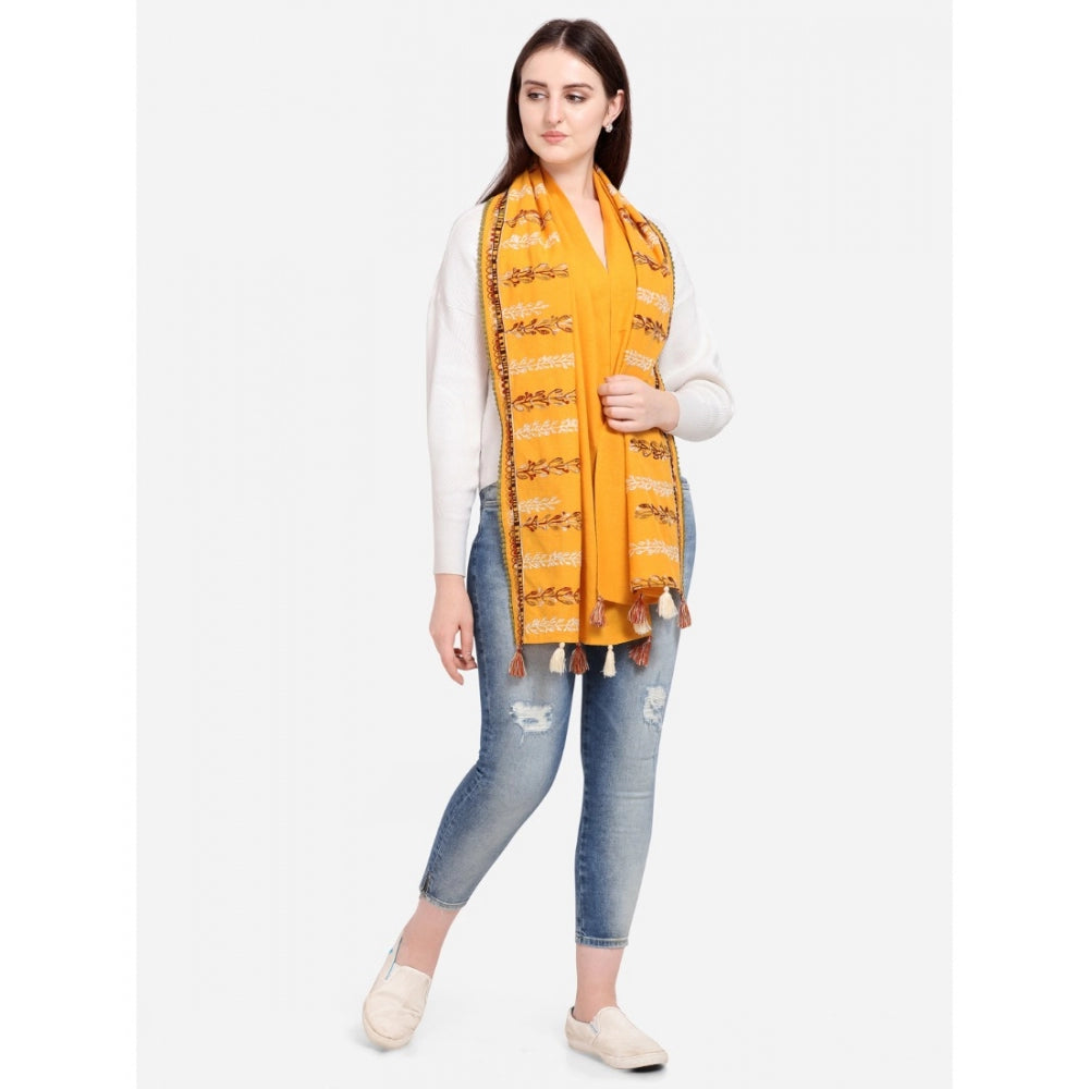 Generic Women's Cotton Opaque Stole (Yellow, Length: 1.5 to 2 Mtr)