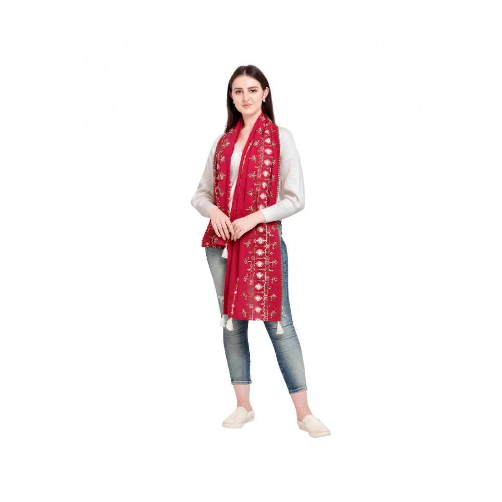 Generic Women's Cotton Opaque Stole (Red, Length: 1.5 to 2 Mtr)