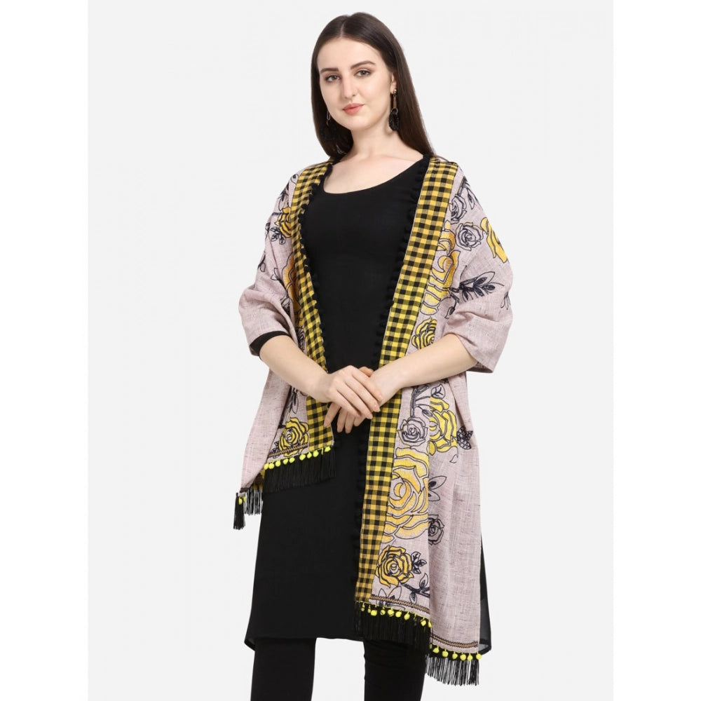 Generic Women's Cotton Embroidered Dupatta (Gray, Length: 1.5 to 2 Mtr)