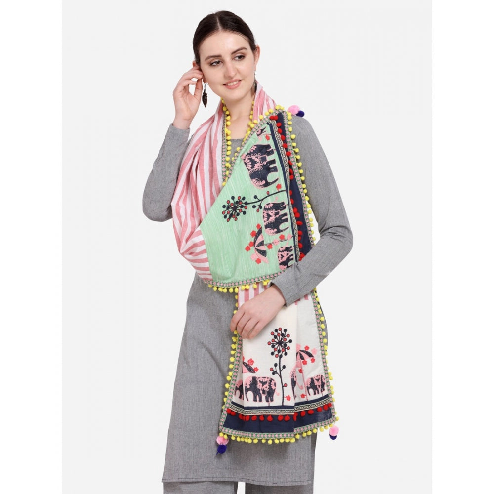 Generic Women's Cotton Embroidered Dupatta (Off White, Length: 1.5 to 2 Mtr)