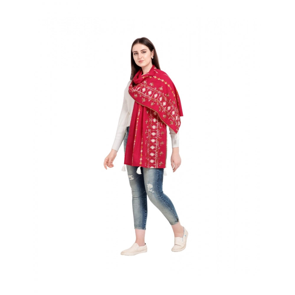 Generic Women's Cotton Opaque Stole (Red, Length: 1.5 to 2 Mtr)