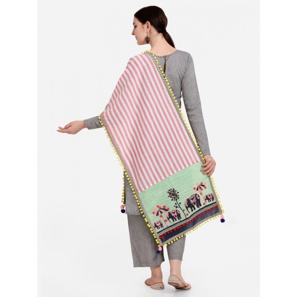 Generic Women's Cotton Embroidered Dupatta (Off White, Length: 1.5 to 2 Mtr)