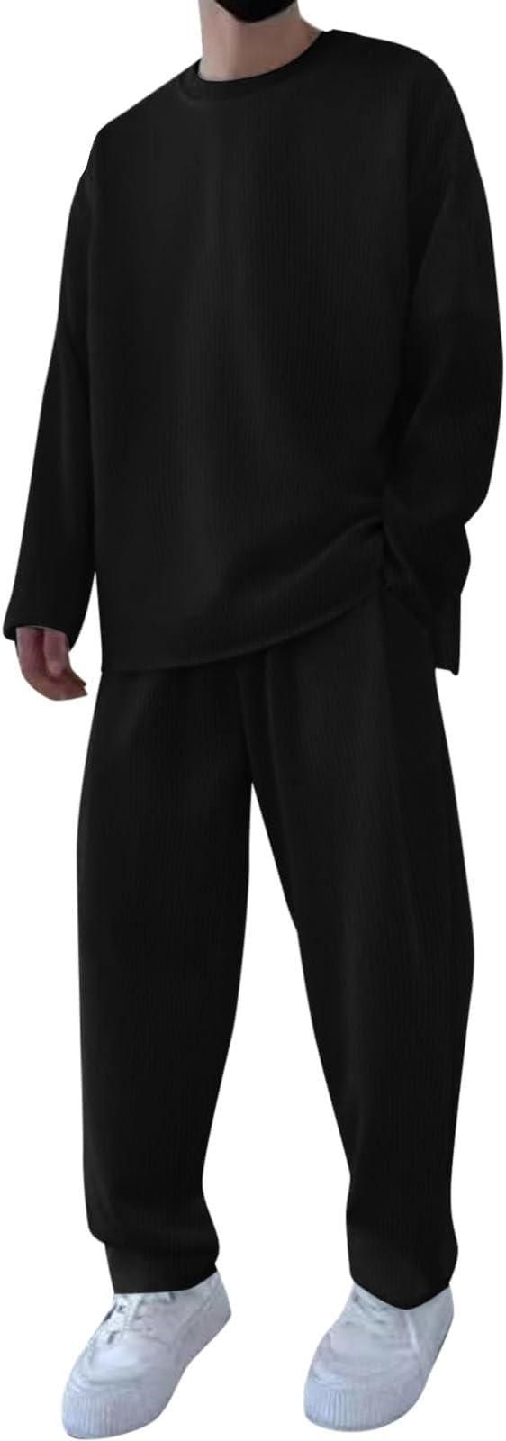 Men's Solid Round Neck Co-ord Set - eazy cart store