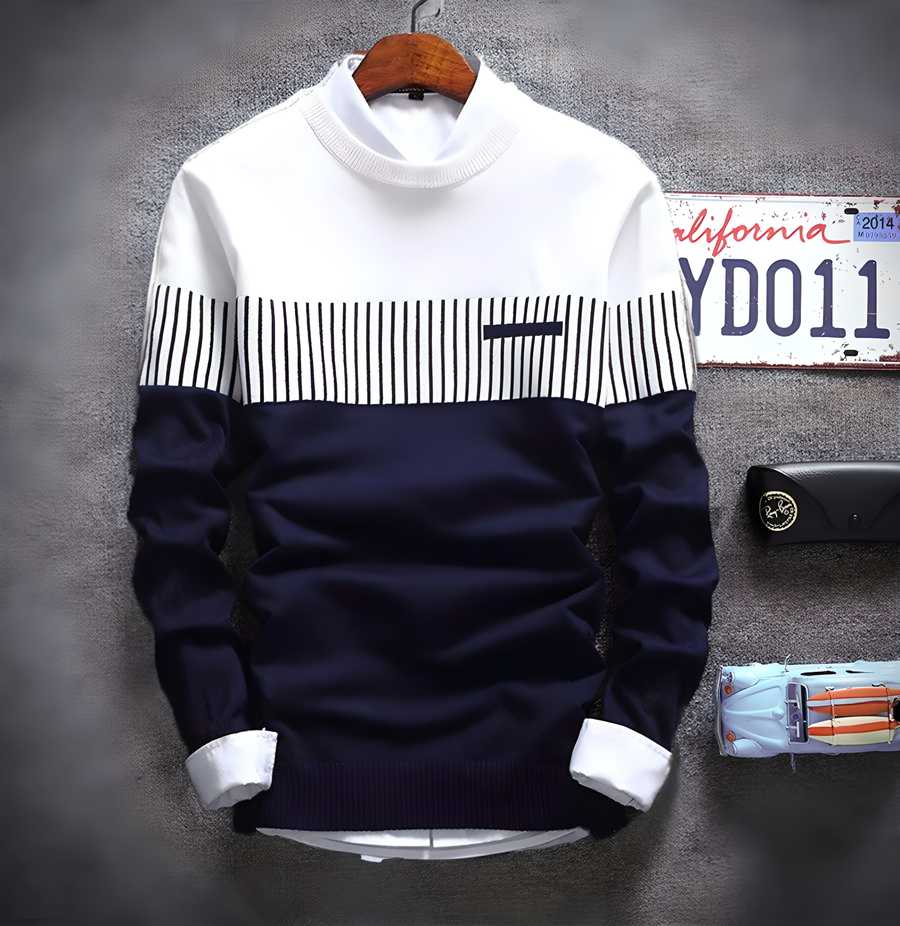 Cotton Color Block Full Sleeves Mens T-Shirt - eazy cart store