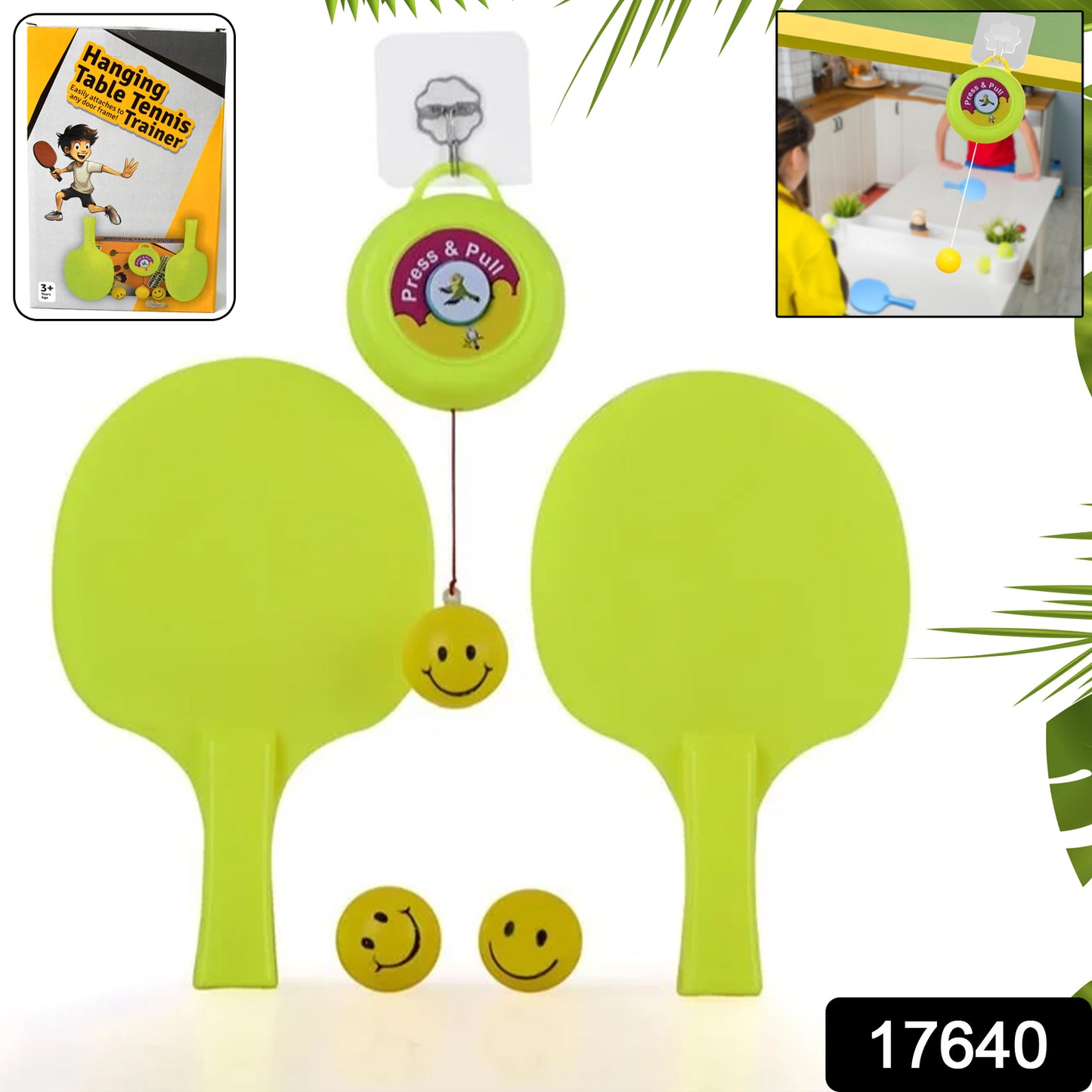 17640 Portable Indoor Hanging Table Tennis With Three Ball Table Tennis Self Training Set - eazy cart store