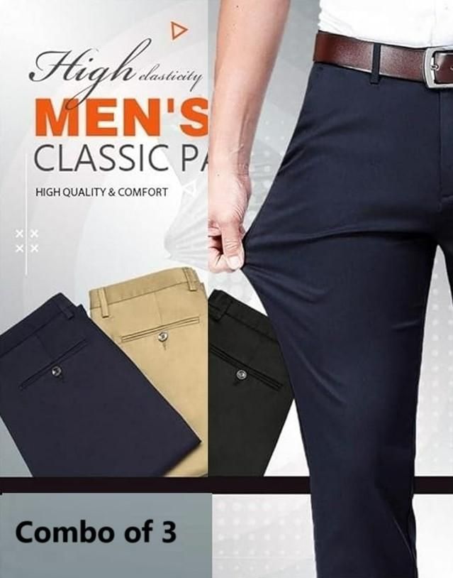 High Elasticity Men's Classic Pants (Pack of 3) - eazy cart store