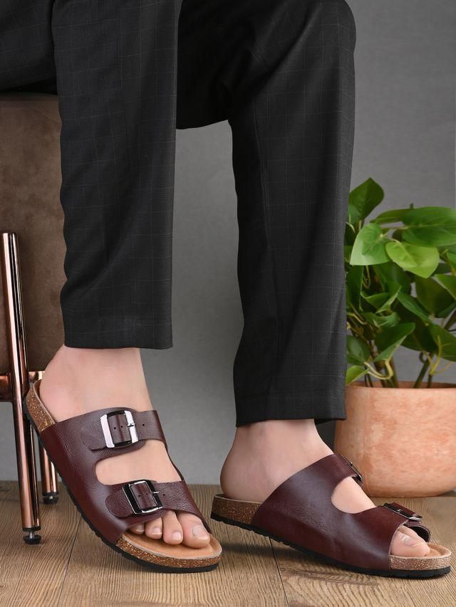 Mens Arizona Cherry Leather Slippers - eazy cart store