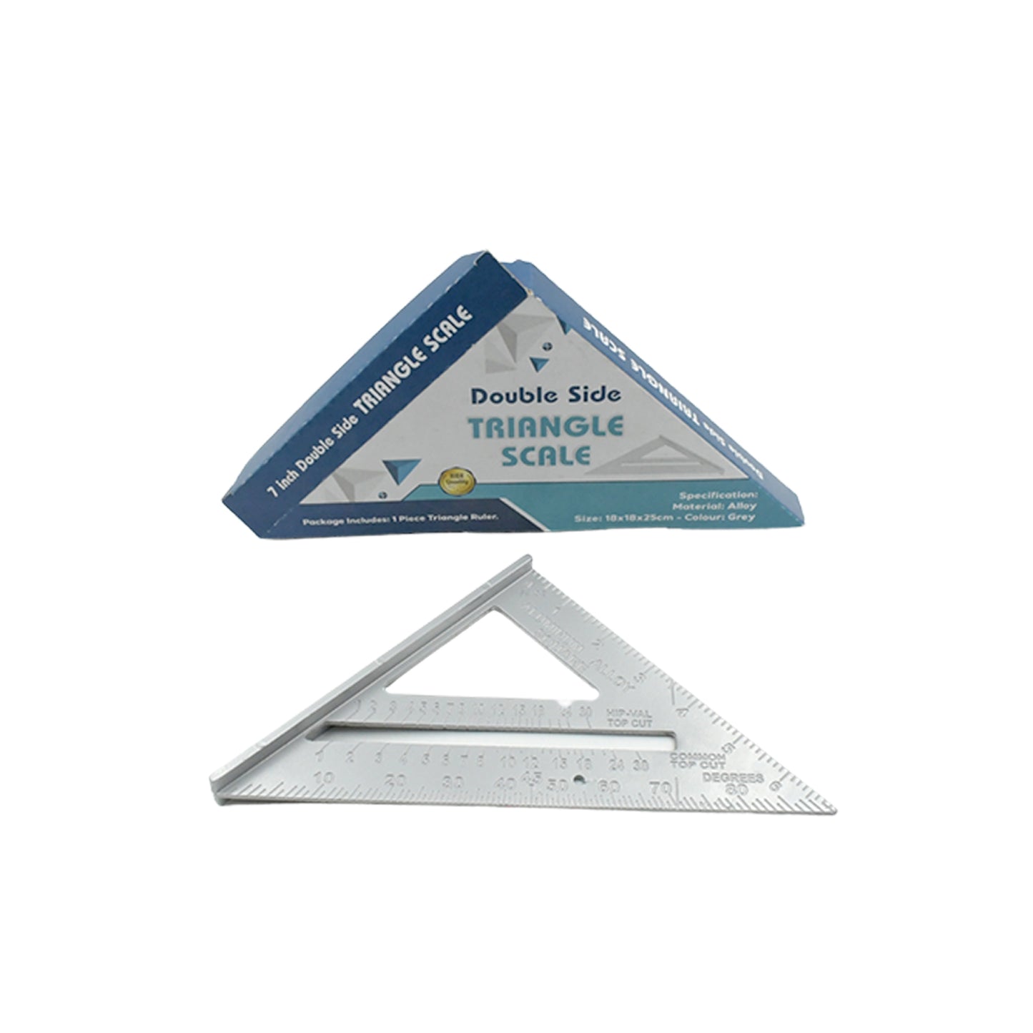 1559 Double Side Scale Triangle Measurement Hand Tool 45 Degree Triangle Ruler Home For Industry Aluminum Alloy Rafter Square 7-inch Length - eazy cart store
