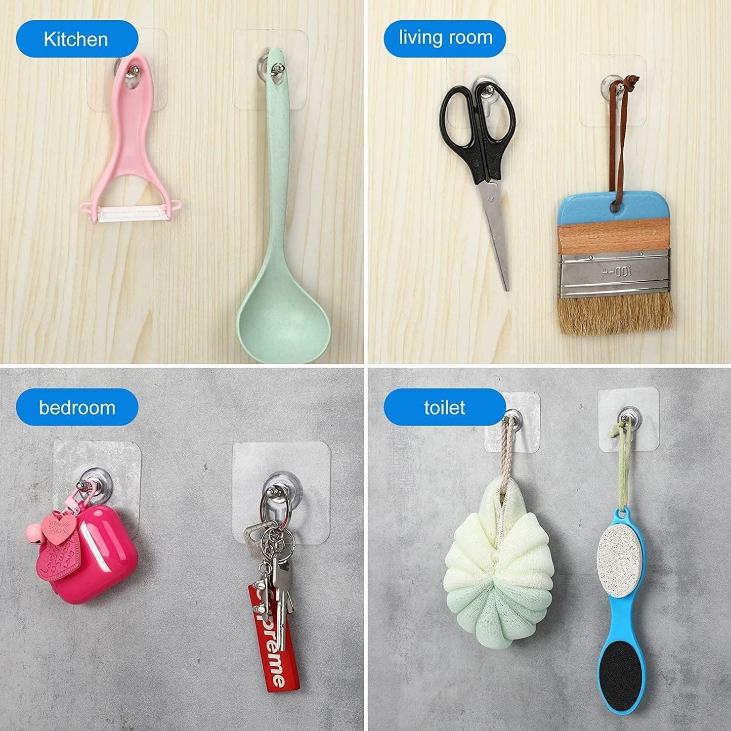 Wall Mount Screw Hooks for Kitchen Bathroom Bedroom Living Room 10 Pcs - eazy cart store