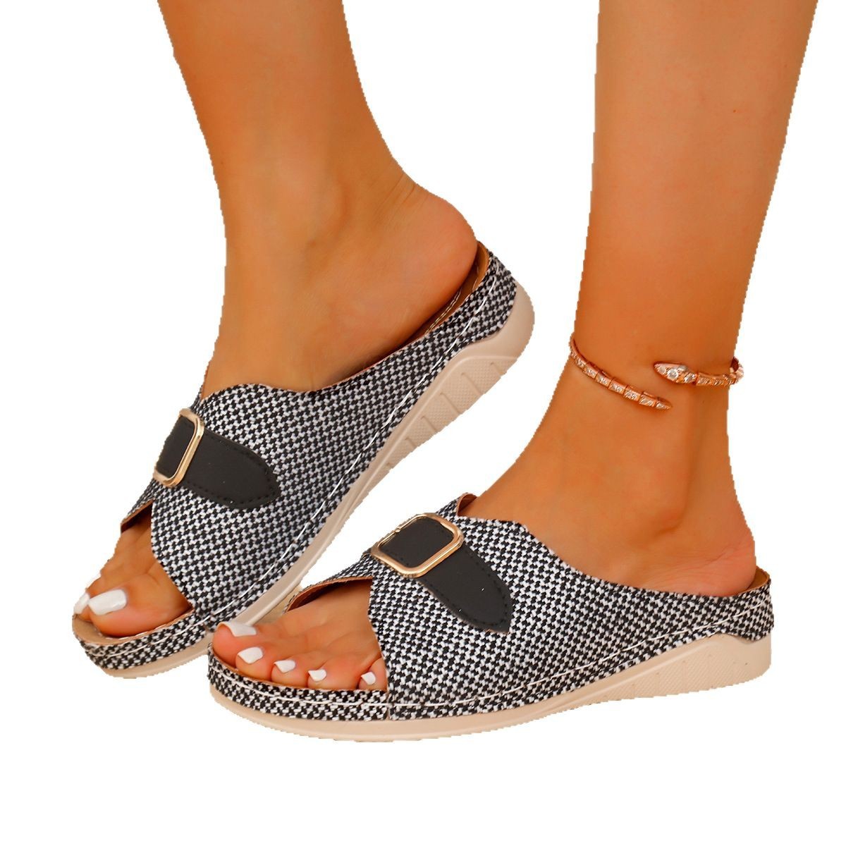 Platform Slippers Women's Shoes Plus Size Thick-soled Peep Toe Beach Shoes