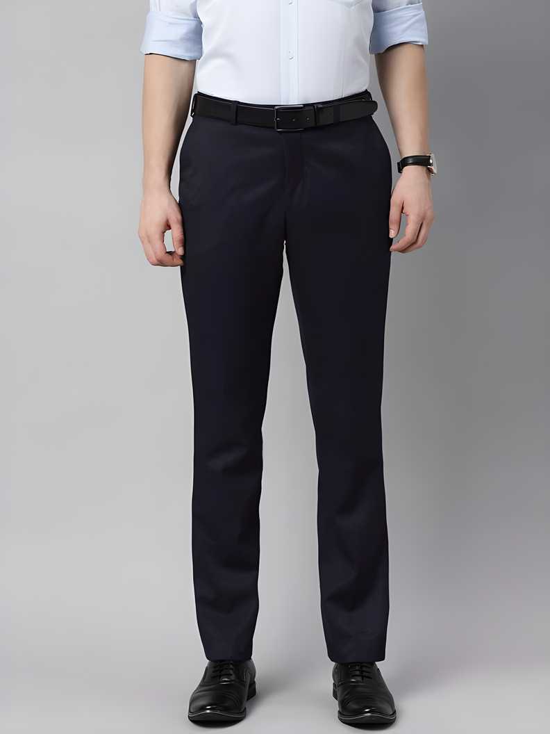 Lycra Blend Solid Regular Fit Mens Formal Trousers - eazy cart store