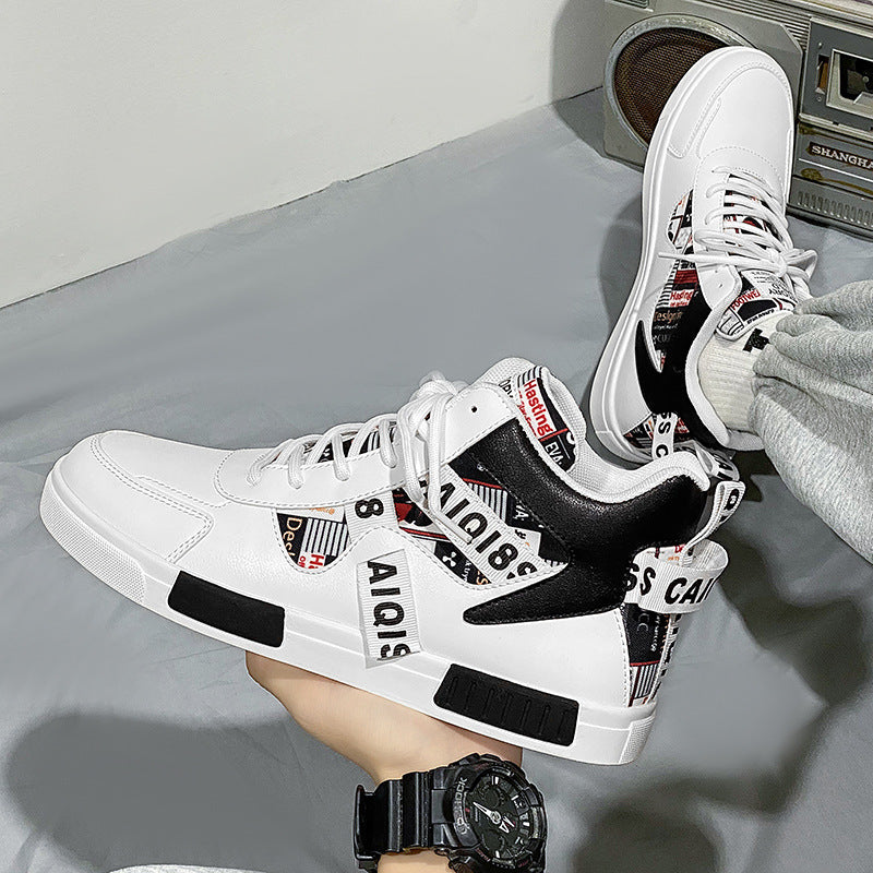 Four Seasons New Men's Casual Shoes Fashionable Outdoor Sports Shoes Trendy High Top Board Shoes - eazy cart store
