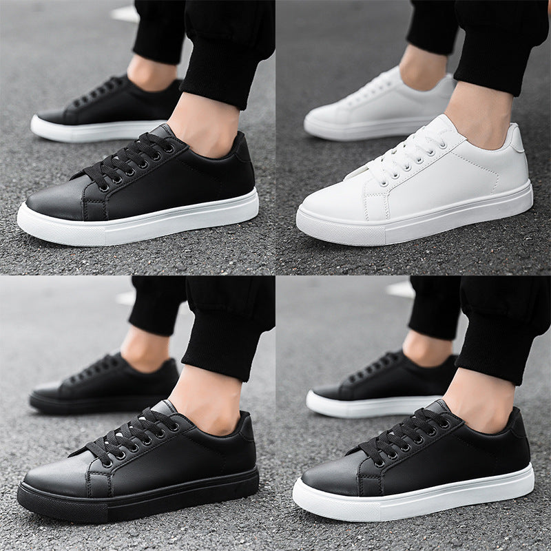 Little white shoes men's Korean version fashionable board shoes trend versatile casual men's plus size soft leather shoes - eazy cart store