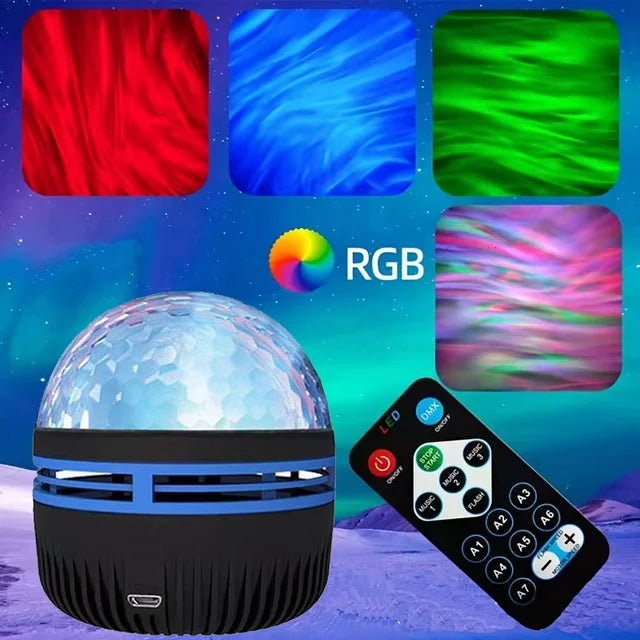 LED Water Pattern Starry Sky Light Remote Control Aurora Projection Light USB Plug-in Magic Ball Stage KTV Hotel Laser Light - eazy cart store