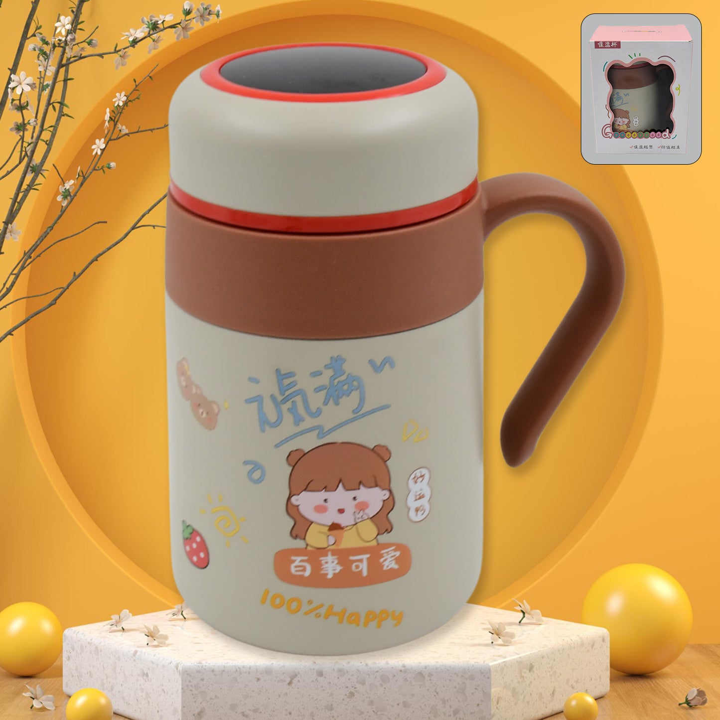 Stainless Steel Mug Bottle Vacuum Insulated Cup With Handle Small Cup (550 Ml) - eazy cart store