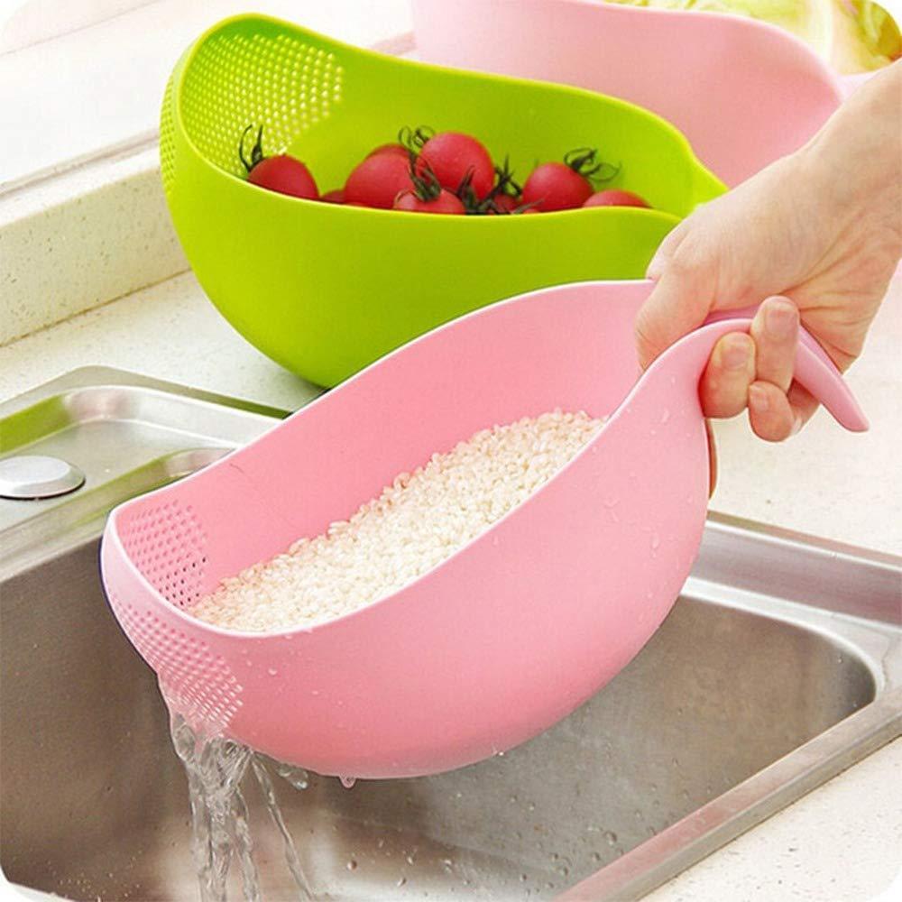 2068 Plastic Rice Bowlfood Strainer Thick Drain Basket With Handle For Rice Vegetable Fruit (Set Of 3pcs) - eazy cart store