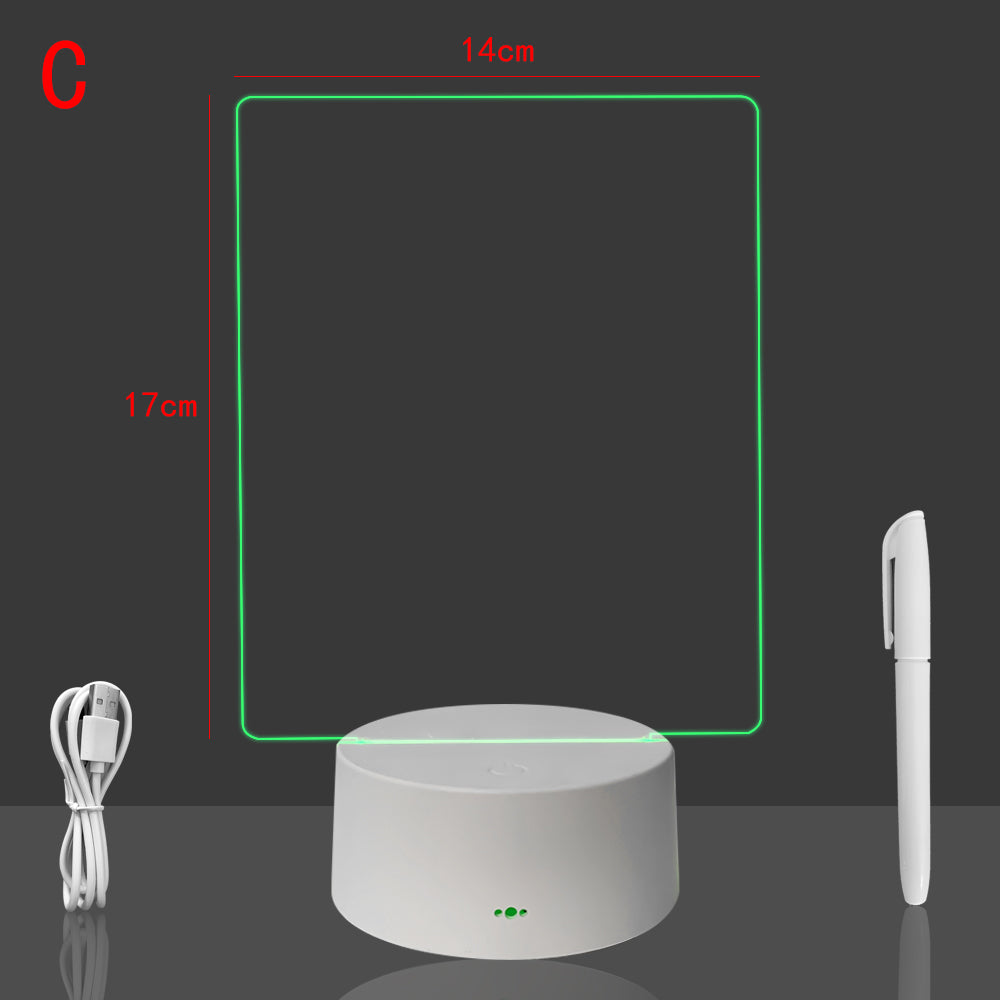 Transparent Luminous Acrylic Note Board 3d Night Light Can Be Erased And Written On The Computer Side Ins Night Light Message Board Memo - eazy cart store