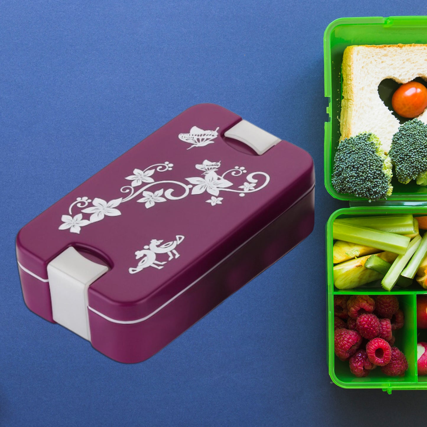 5332 Airtight Lunch Box 2 Compartment Lunch Box Leak Proof Food Grade Material Lunch Box Modern Appearance Compact Lunch Box With Spoon - eazy cart store