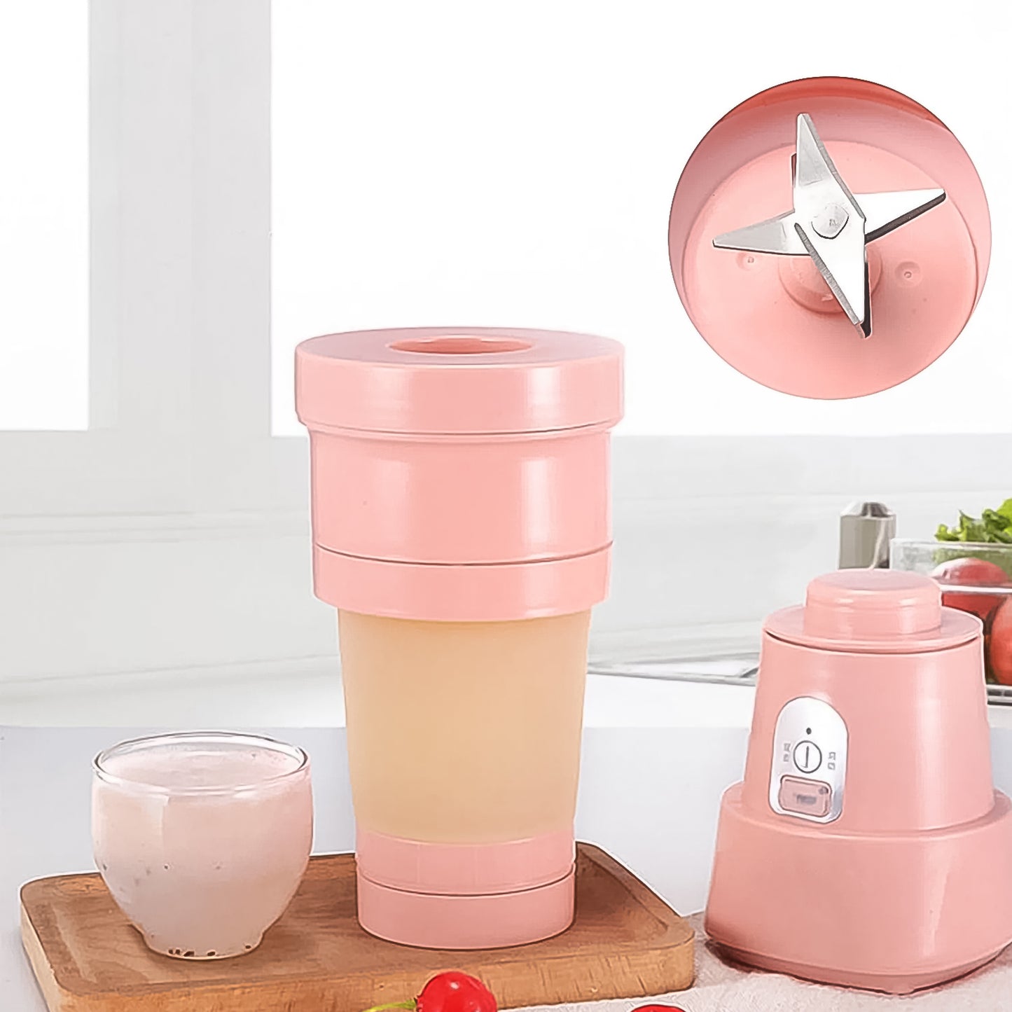Foldable Electric Juicer Portable Blender Stainless Steel 6 Blades (500 Ml) - eazy cart store