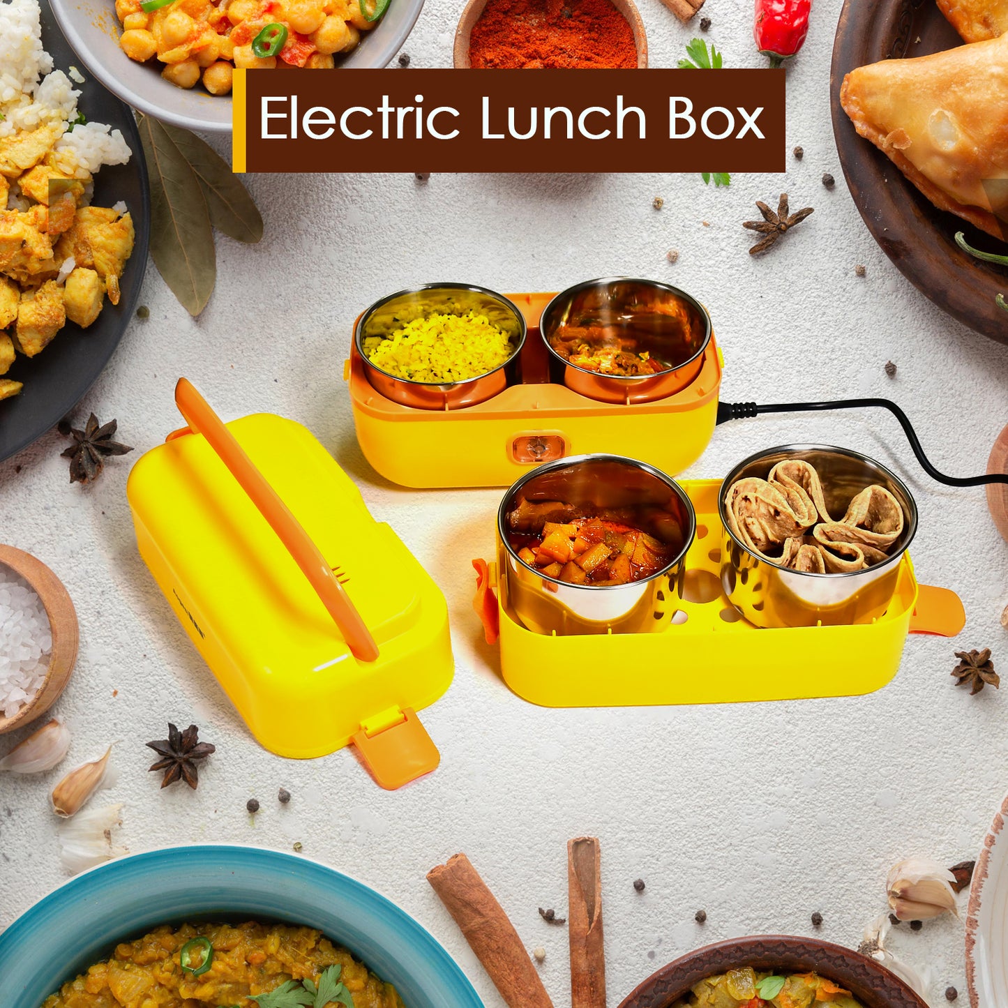 2944 2layer Electric Lunch Box For Office Portable Lunch Warmer With Removable 4 Stainless Steel Container. - eazy cart store