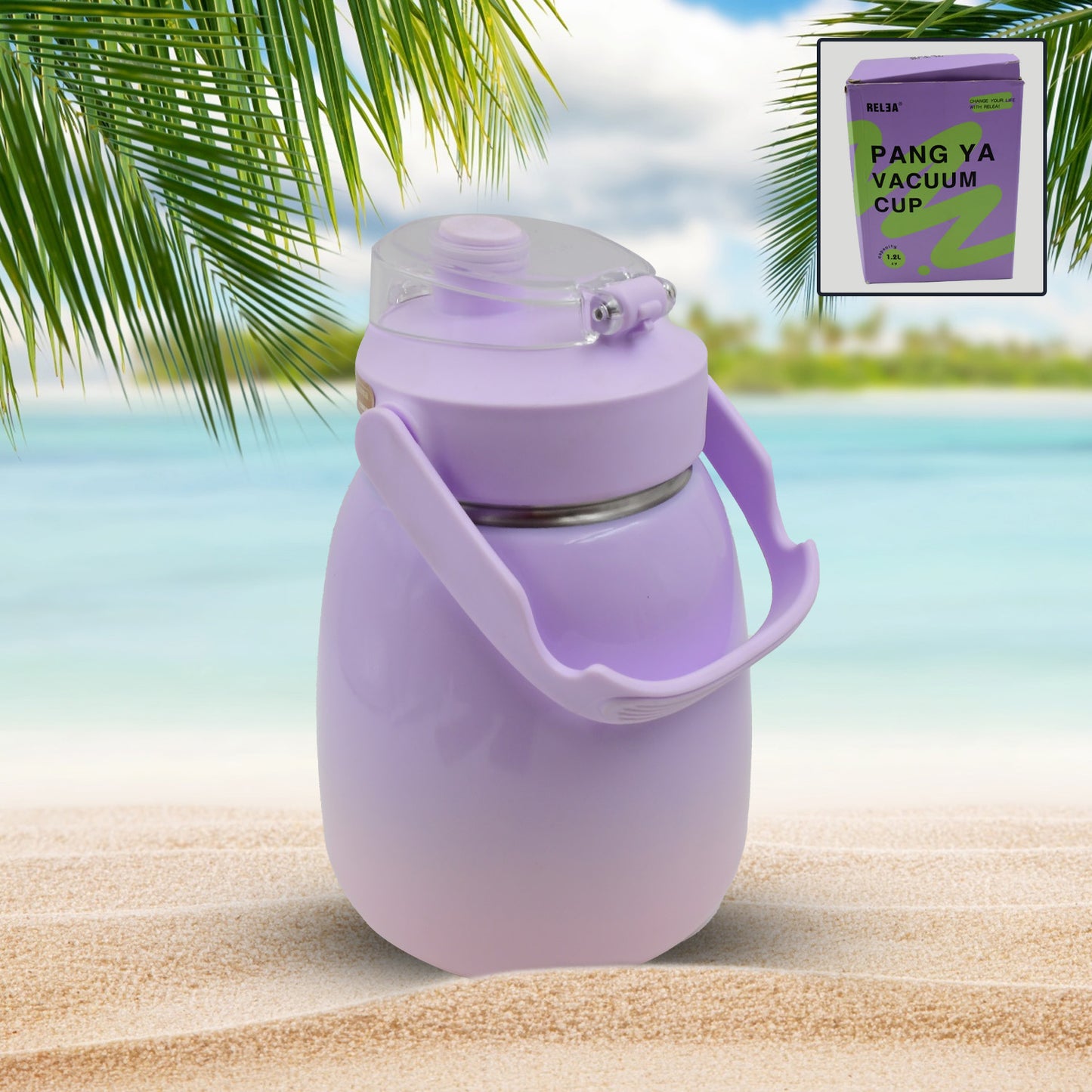 Stainless Steel Mug Bottle Vacuum Insulated Cup With Handle (1200 Ml) - eazy cart store