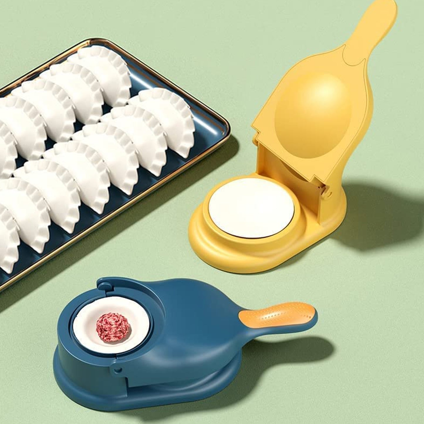 5302 Dumpling Press Mould For Gujiya Ghughra Momos Making 2 In 1 Dumpling Maker Mould Machine Kitchen Dumpling Making Tool - eazy cart store